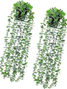 1/2/3pcs Artificial Hanging Plants, Faux Potted Eucalyptus Artificial Hanging Plants Suitable For Wall, Room, Home, Indoor, Outdoor, Shelf Decoration - Green - View 11