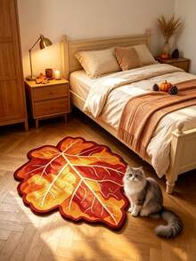 1pc Orange Maple Leaf Decorative Rug, Bedroom Decor, Small Rug, Carpet, Home Decor, Living Room Rug, Living Room Small Rug, Bedroom Rug, Living Room Home Decor, Outdoor Rug, Washable Rug, Graduation Gift - Orange Maple Leaf - View 4