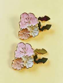 1pc/2pcs Button Cover For Shirt Flowers Cufflinks Vintage Sleeve Button Clip On Button For Dress Wedding Gifts And Party - Gold - View 2