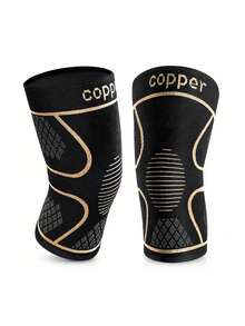 2pcs Anti-Slip Copper Fiber Knee Pads - Unisex Elastic Breathable - Soft Warm - Suitable For Daily Wear - Home Fitness And Sports Use - Black - View 9