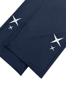 Women's Autumn Sports Long Pants With Drawstring Waist, Star , Street Outdoor Wide Leg Loose Casual Long Pants - Blue - View 6