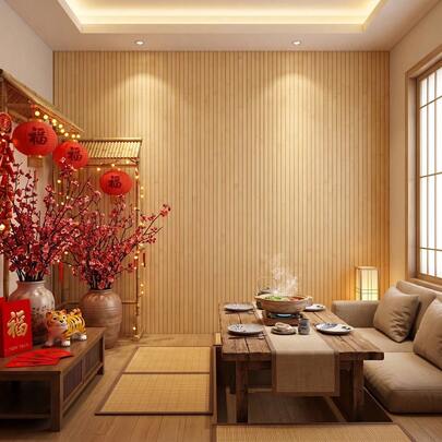 Natural Bamboo Wall Panel, Unfinished Wood Slat Room Divider, Wabi-Sabi Indoor Screen, Christmas Home Renovation Gift