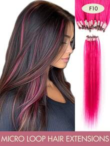 Women's Micro Ring Human Hair Extensions, Rainbow Color 12-20 Inch 30g Straight Hair Micro Bead Extensions, Add Length And Volume, Suitable For Party, Holiday And Daily Hairstyles - Multicolor - View 42