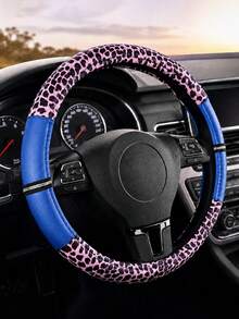 Leopard Print Rhinestone Shiny Steering Wheel Cover, Non-Slip Rubber Inner Ring PU Leather Car Accessory, Suitable For Women And Girls, Vintage Breathable Grip Protective Cover, Universal 15 Inch, Car Interior Accessory - Leopard Print With Diamonds - View 27