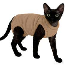 4-Season Solid Color Cat Warm Fleece Pullover Bodysuit, High Elasticity, 3 Colors, Warm & Comfortable, Blue, Light Khaki, Grey, Machine Washable Pet Clothes - Maroon - View 4
