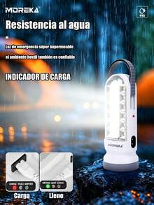 MOREKA linterna de luz de emergencia portátil, luz LED 3 en 1, luz para acampar al aire libre, puede ser portátil o iluminación interior - Blanco - Ver 7