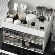 1pc Cosmetic Storage Box, Vanity Organizer Rack, Can Store Makeup Brushes, Jewelry And Perfume; Suitable For Bedroom, Bathroom, Desk, Portable For Travel Toiletries Storage. Creative And Fun Gift, Suitable For Birthday, Christmas, Wedding Presents, For Mom, Friends, Teachers, Also Serves As Living Room And Bedroom Decoration. - Multicolor - View 1