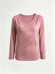 Women's Cherry Pattern Casual Versatile Daily Long Sleeve T-Shirt - Pink - View 5