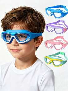 Children's Swimming Goggles, Integrated Swim Goggles And Earplugs, Waterproof And Anti-Fog, Unisex, Clip-On Design, Suitable For Training And Diving, High Definition Anti-Fog. - Multicolor - View 1