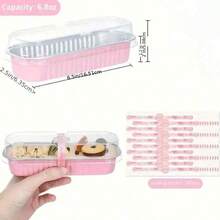 100 Sets Mini Toast Molds With Lids And Spoons, 100pcs, Pink, 6.8oz, Rectangular Aluminum Foil Baking Pans - Multicolor - View 4