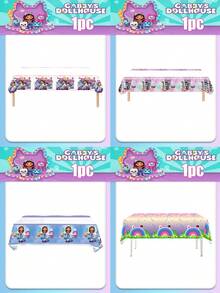 asmodee 卡通 Gabby Doll House 派對桌布，4 種花色可選，PVC 材質，防水防油，適用於聖誕節、萬聖節、節慶及日常派對聚會，實用好物 - 多色 - 查看 7