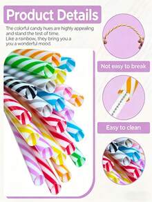 20pcs Colorful Plastic Straws With Cleaning Brush, Reusable Hard Straws For Milk Tea, Juice, Coffee And Cocktails, Suitable For Stores, Restaurants, Cafes And Home Parties - Multicolor - View 6