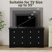 Black Dresser For Bedroom With 6 Drawers, 47.2" Wood Dresser Chests Of Drawers, Anti-Tip, Storage Organizer, TV Stand For Living Room, Closet, Hallway, Dormitory - Jet Black - View 5