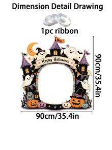 Halloween Photography Props, Fun Polyester Hollow Out Party Props, Equipped With Witch Magic Jars, Ghost Castles, Black Cats, Interactive Photo Booth Decorations, Suitable For Trick Or Treat Parties, Halloween Party Decorations, And Home Decor Items - A - View 11