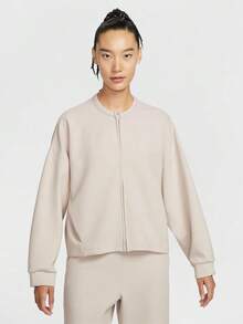Nike Women's AS W NK 24.7 DF Soft Knit Full Zip Jacket, Collarless Knit Outerwear II5326-104 - Beige - View 1