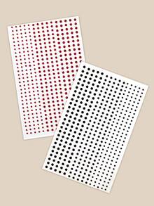 2PCS Black + Red Large & Small Round Rhinestone Face Gems, Self-Adhesive Rhinestone Stickers For Halloween Makeup, Party Gift, Reusable Glitter Decorative Face Jewels - Multicolor - View 6