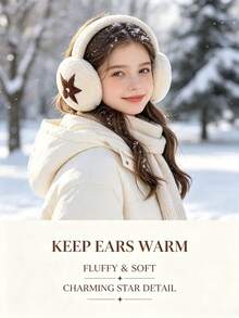 1pc Winter Plush Earmuffs, Warm And Cute, Five-Pointed Star Foldable Windproof Earmuffs - Multicolor - View 2