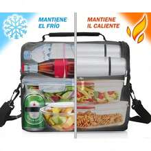 Tas Bekal Makan Siang Terisolasi Unisex, Tas Bekal Makan Siang Genggam Anti Bocor yang Dapat Digunakan Kembali dan Menjaga Suhu Dingin, Dilengkapi Tali Bahu yang Dapat Diatur, Tas Penyimpanan Wadah Bekal Makan Siang Portabel, Cocok untuk Kerja, Kantor, Piknik, dan Perjalanan - MultiWarna - View 3