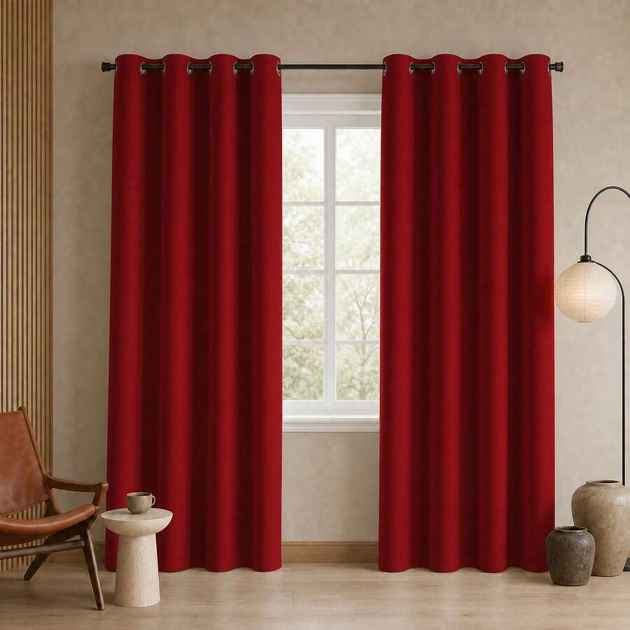 POLIGONO Curtains - Red - View 1