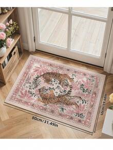 1pc Tiger Stripe Area Rug, Bohemian Style Washable Living Room Carpet, Vintage Soft Dining Room Rug, Non-Slip Wear-Resistant Large Rug, Suitable For Office, Bedroom, Living Room, Entryway Welcome Mat - Pink - View 2
