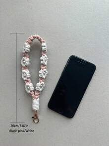 1pc Handmade Woven Daisy Flower Crossbody Handbag With Phone Chain Lanyard Cotton Rope Keychain - Multicolor - View 13