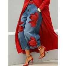 Women Jeans - Red - View 2