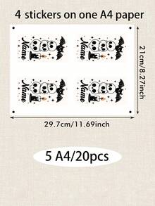4-40PCS Custom Halloween Temporary Tattoo, Personalized Name Fake Tattoo Sticker, Spooky Ghost Bat Haunted House Style, Customized Body Tattoo For Halloween Party, Customizable Costume Accessory, Halloween Favor, Unique Holiday Gift, Halloween Gifts - Black and White - View 17