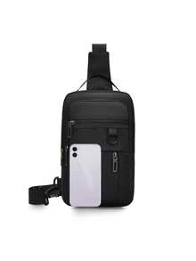 1pc Men's Black PU Leather Crossbody Chest Bag, Casual Business Style, Suitable For Daily Commute - Multicolor - View 7