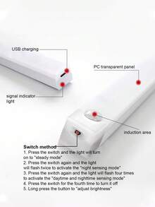 智慧 LED 感應燈，磁吸式可調光櫥櫃燈，適用於走廊、廚房櫥櫃、樓梯、走道、衣櫥、居家櫥櫃 - 白色 - 查看 9