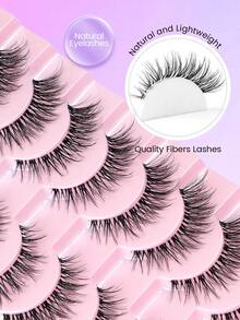 MAANGE 10 Pairs Natural Curly Thin Full Eye False Eyelashes, Natural Eyelashes, Cat Eye Style Extended Tail Eyelashes, Suitable For Daily Wear, Suitable For Parties And Holidays, Strip False Eyelashes - Black - View 8
