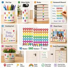560pcs Colorful Position Stickers, Location Marking Stickers For Planner, Suitable For Teachers, Parents, School, Learning, Error Marking, Knowledge Point Marking, Handmade Self-Adhesive Labels, Back To School Decoration Stickers, Marking Stickers, Gift Decoration Stationery Stickers, Back To School Stickers - Multicolor - View 4