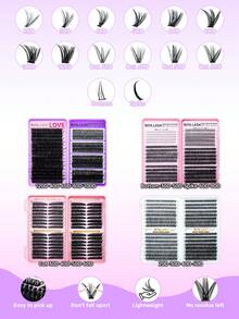 RITALASH 2527/ 592/655/640/384pcs Individual Lash Clusters Kit 4 Trays Volume Lashes With Lash Bond And Seal Lash Remover Lash Tweezer For Travel/Cosply/Daily Use For Beginner Waterproof Resuable Eyelash Extensions At Home - Black - View 3