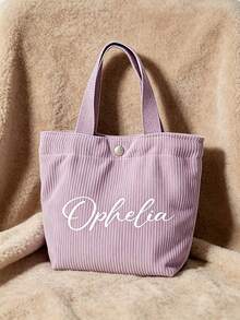 Customized Personalized Corduroy Tote Bag, Easy To Carry, Suitable For Storing Personal Items, Ideal For Daily Commute, Shopping, Short Trips - Multicolor - View 5