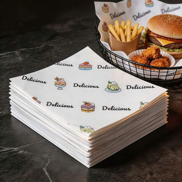 100/200pcs Greaseproof Wax Paper, Non-Stick Baking Liner, Suitable For Basque Cheesecake, Tiramisu, Sliced Cake, Bread, Burger Food Packaging Paper, Home Kitchen And Baking Supplies