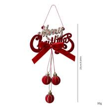 Christmas Red Cute Exquisite Bell Nordic Style Flocked Bow Hanging Ornament, Christmas Window Hanging Decoration - Red - View 24