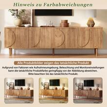 Tv Stand Natural With Storage With Shelves With Doors Made Of Wood For Living Room - Natural - 查看 5