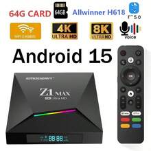 Q96 OHP Z1 Max 安卓 15 8K 高清电视盒，4G/5G 双频 WiFi 媒体播放器，支持全志 H618 四核处理器，语音遥控器，IPTV - 黑色 - 查看 3