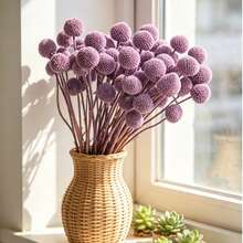 10/20/30pcs Artificial Craspedia Yellow Billy Ball Flower Heads, Large Diameter Approx 1-1/2 Inch, For Home Decor, Photo Props, DIY Wedding Decoration - Light Purple - View 3