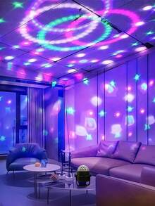 1pc USB Powered RGB Crystal Ball Light With Remote Control, Sound Activated Rotating Stage Atmosphere Light, Suitable For Home, KTV, Birthday, Bar And Club Decoration - Black - View 4