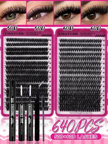 CMAYOME 544/640pcs DIY Eyelash Clusters, Single Eyelashes, Thick And Fluffy D-Shaped Curled Grafting Eyelashes, 8-16mm Mixed Length, Suitable For Various Makeup Looks, Including Eyelash Glue, Lightweight And Reusable Eyelashes, High Cost-Effectiveness - Multicolor - View 13
