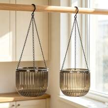 Set Of 2 Hanging Plant Pots, Height 16.5 Cm, Suitable For Placing Plants Indoors And Outdoors - 2pcs - View 1
