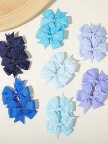 24pcs Full Color Ribbed Bow Hair Clips, Minimalist Gentle Non-Damaging Hair Accessories, Daily Atmospheric Headwear - Mixed color - View 9