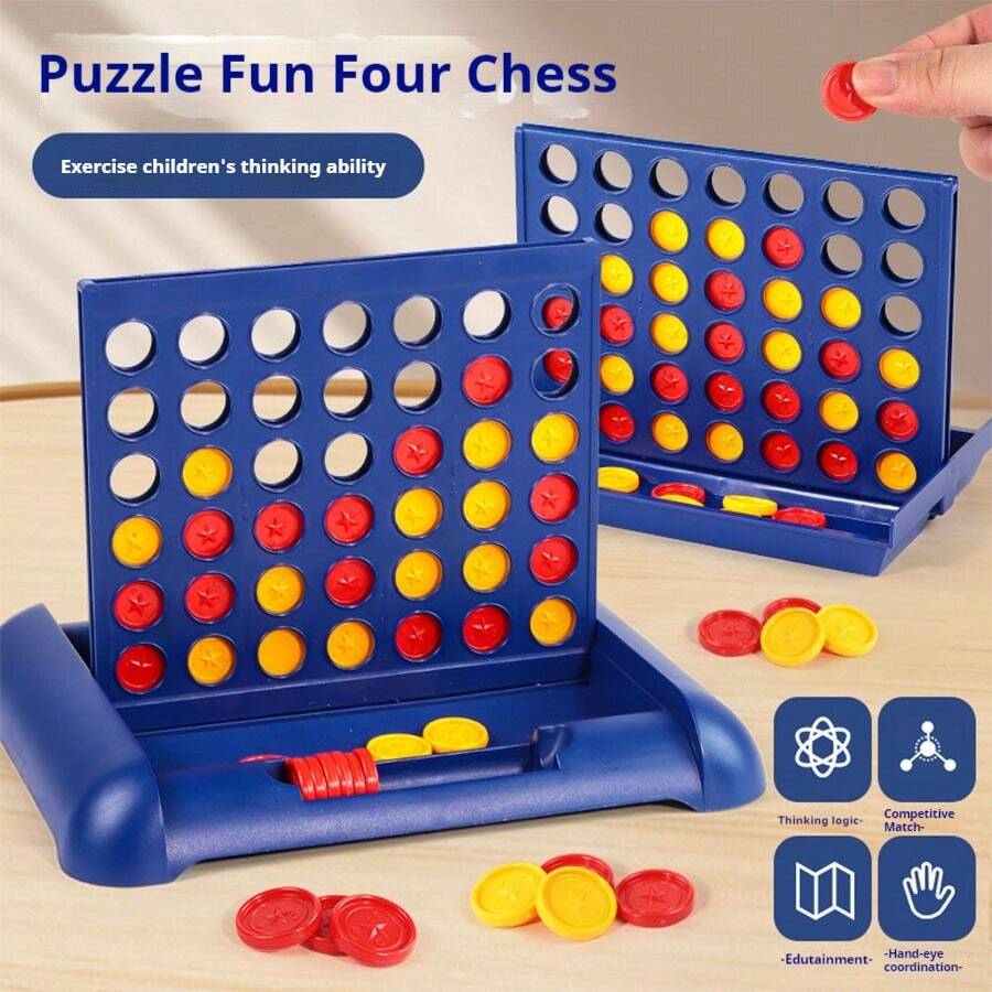 A 3D Portable Four-In-A-Row, Tic-Tac-Toe Desktop Game, Board Game, Multiplayer Game, Suitable For Multiple Players, Can Be Given As A Gift
