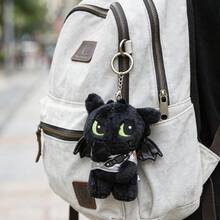 Miniso Toothless Plush Keychain, Cute Night Fury Stuffed Pendant, Backpack Decor Gift - Black - View 9
