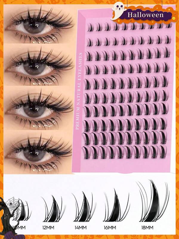 GROINNEYA 80/100pcs C-Curl Manga Eyelash Extensions, Anime Cosplay Spiky False Eyelashes, DIY Single Eyelash Clusters, Makeup Tools, Wet Makeup Style Eyelash Clusters, Eyelash Clusters, Single False Eyelashes, Eyelashes, False Eyelashes