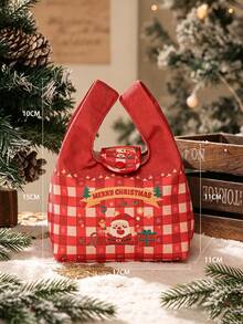 1 Buah Tas Tangan Berbentuk Persegi dari Bahan Kanvas dengan Gaya Meriah dan Inspirasi, Dilengkapi Kancing Jepret dan Motif Selamat Natal. Tas Tote Organizer Penyimpanan Serbaguna untuk Musim Liburan Musim Dingin, Pesta Natal, dan Perjalanan Sehari-hari. Dekorasi Rumah Natal - Berbagai gaya - View 12