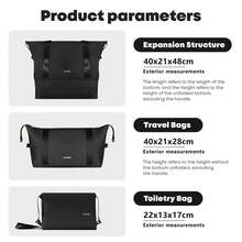 YONSLY Suitcase Set With Combination Lock 4 360° Wheels Mesh Pocket Soft Rubber Handle Nylon Toiletry Bag Travel Bag And 16+20 Inch Travel Suitcase - 黑色 - 查看 3