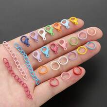 200pcs/Kotak Komponen Pembuatan Gantungan Kunci DIY, Warna Campuran Acak, Termasuk 50pcs Jepit Lobster Enamel Warna-warni + 50pcs Rantai Perpanjangan + 100pcs Cincin Penghubung, Cocok Untuk Gantungan Kunci DIY Kepang, Liontin Tas, Konektor Kalung Hewan Peliharaan, Cincin Konektor Terbuka, Jepitan Pegas, Bahan Pembuatan Aksesoris Gantungan Kunci, Pembuatan Aksesoris Gantungan Kunci DIY - Gesper lobster & rantai ekor & cincin loncat - View 2
