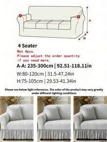 1pc Elastic Sofa Cover, Modern Style, Polyester Fiber, Leaf Pattern Skirt Design, Dustproof & Slip Resistant, All Seasons, Fits 1/2/3/4 Seater Sofa - Light Grey - View 15