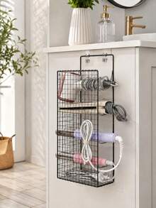 4-Tier Hair Tool Organizer – Drill-Free, Wall-Mountable Or Countertop-Ready. Features A High-Capacity, 4-Compartment Design To Store Hair Dryers, Curling Irons, And Straighteners; Includes Hooks To Help Save Vanity Space - Multicolor - View 1